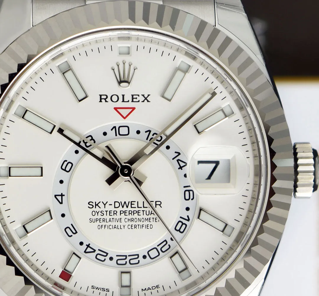 ROLEX 42mm White Gold & Stainless Steel Sky Dweller White Index Dial Model 326934