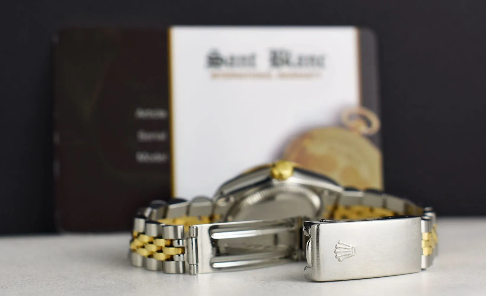 ROLEX Ladies 18kt Gold & Stainless Steel DateJust Champagne Stick Dial Model 69173