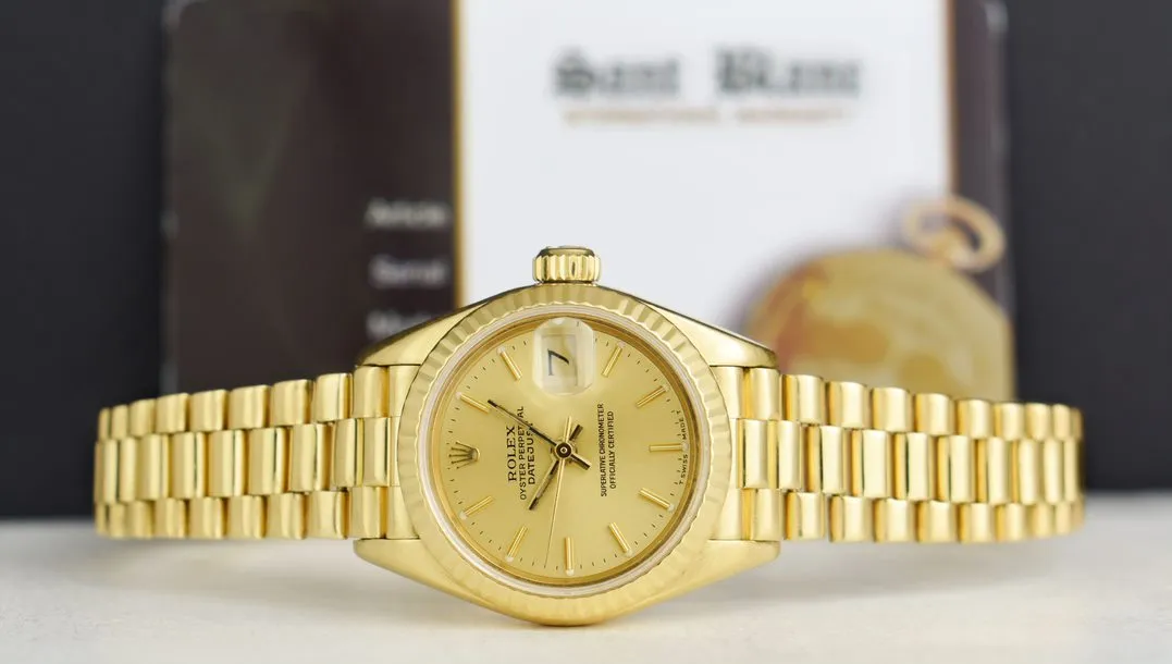 ROLEX - Ladies 18kt Gold Datejust PRESIDENT Champagne Dial 69178