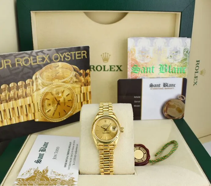 ROLEX - Ladies 18kt Gold Datejust PRESIDENT Champagne Dial 69178