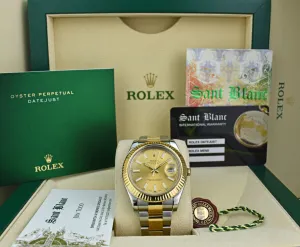 ROLEX Mens 18kt Gold & Stainless Steel DateJust II Champagne Index Model 116333