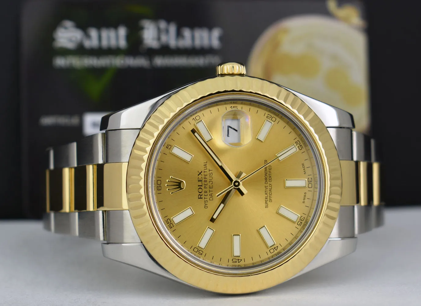 ROLEX Mens 18kt Gold & Stainless Steel DateJust II Champagne Index Model 116333