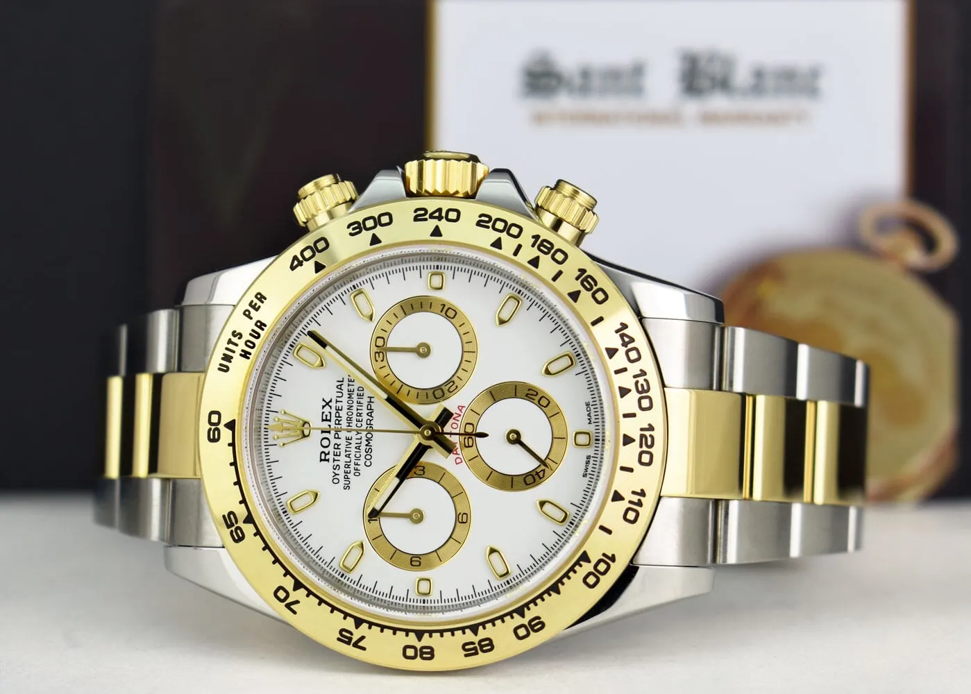 ROLEX Mens 18kt Gold & Stainless Steel Daytona White Index Dial Model 116503