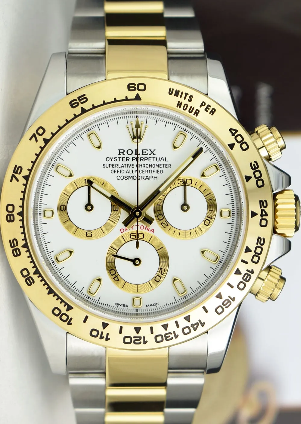 ROLEX Mens 18kt Gold & Stainless Steel Daytona White Index Dial Model 116503