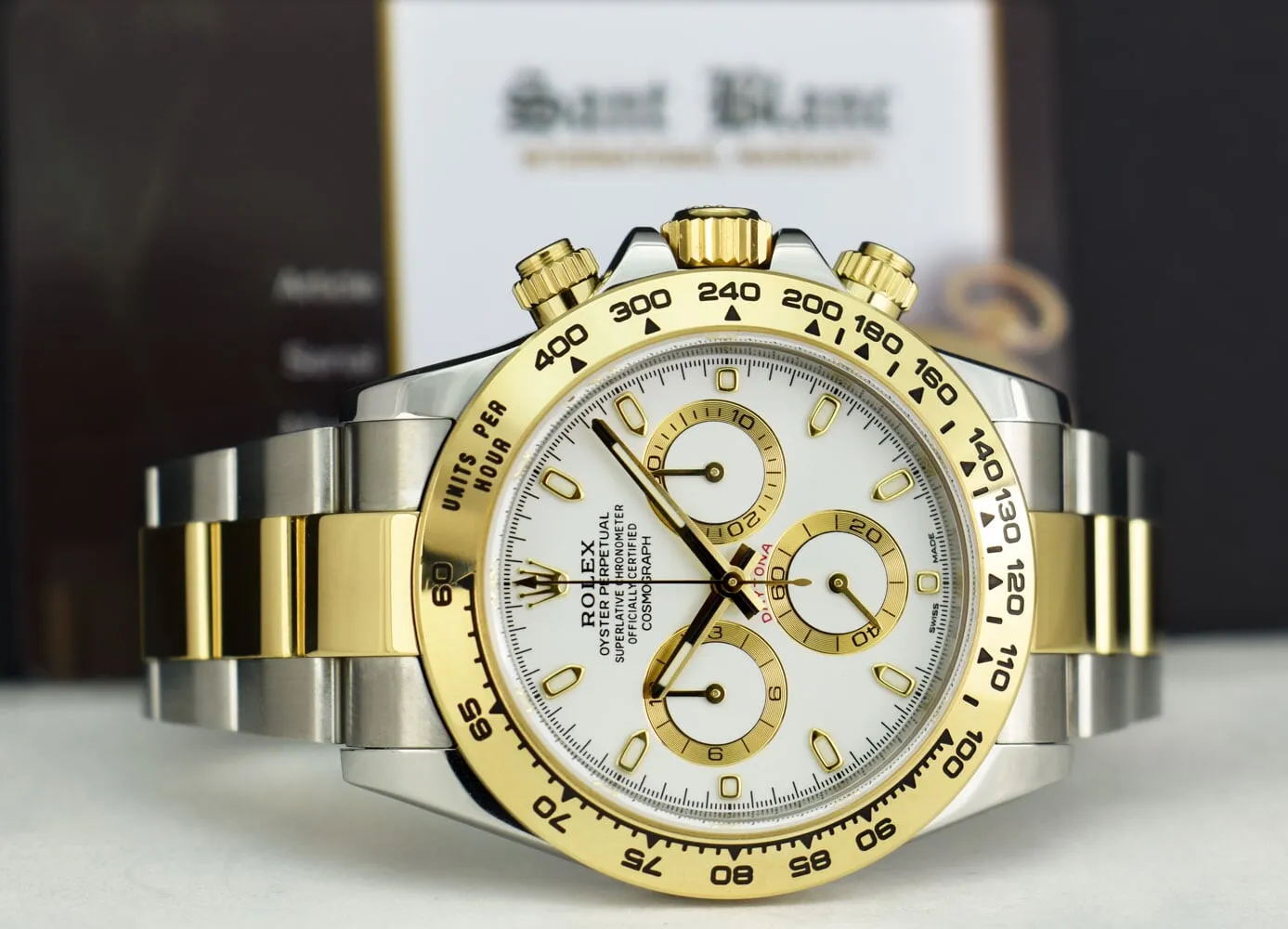ROLEX Mens 18kt Gold & Stainless Steel Daytona White Index Dial Model 116503