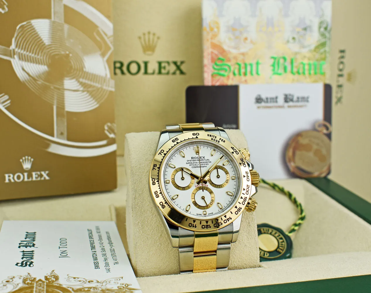 ROLEX Mens 18kt Gold & Stainless Steel Daytona White Index Dial Model 116503