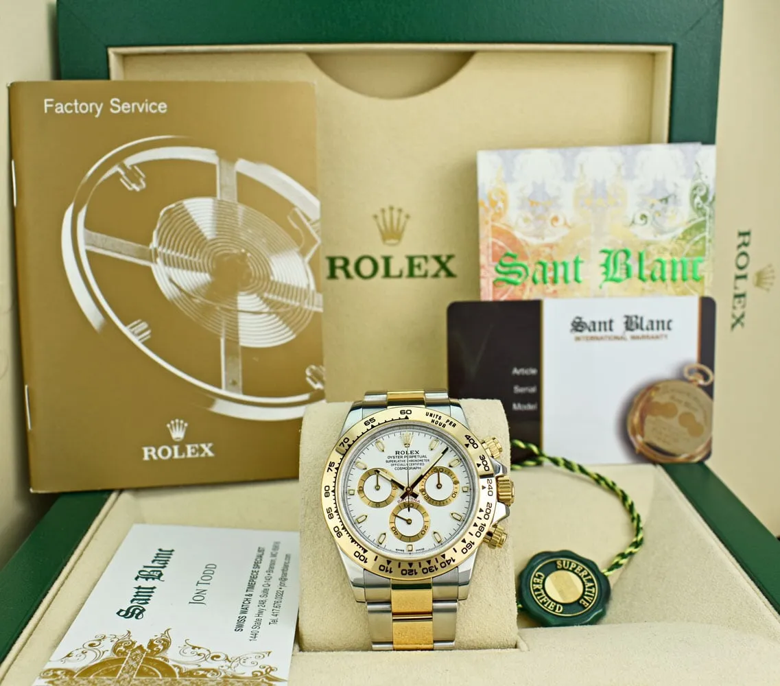 ROLEX Mens 18kt Gold & Stainless Steel Daytona White Index Dial Model 116503