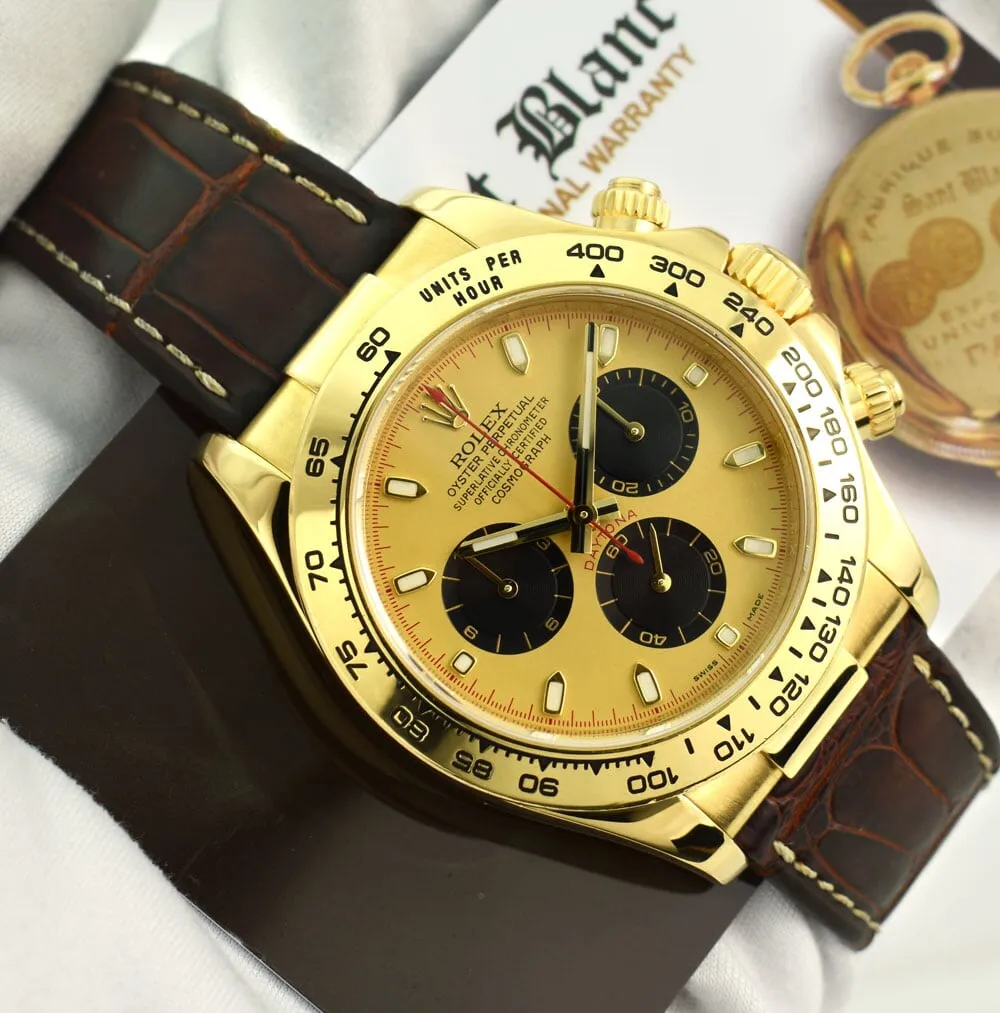 ROLEX Rehaut 40mm 18kt Gold Daytona Champagne Index Dial Paul Newman Model 116518