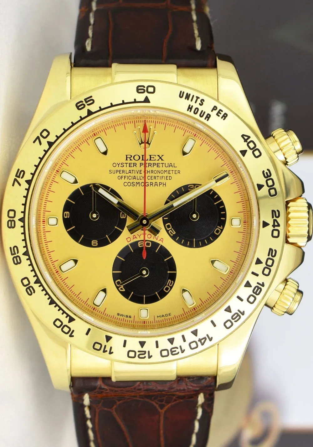 ROLEX Rehaut 40mm 18kt Gold Daytona Champagne Index Dial Paul Newman Model 116518