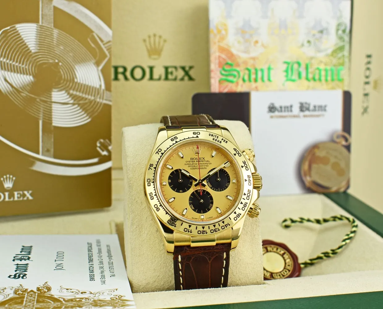 ROLEX Rehaut 40mm 18kt Gold Daytona Champagne Index Dial Paul Newman Model 116518