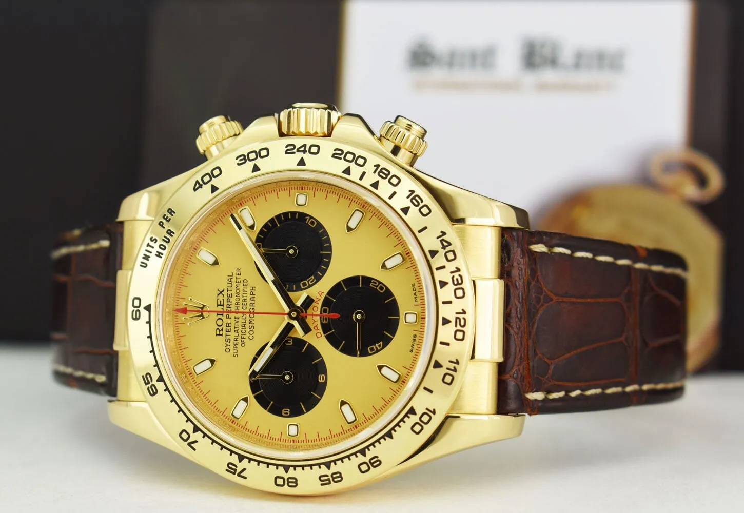 ROLEX Rehaut 40mm 18kt Gold Daytona Champagne Index Dial Paul Newman Model 116518