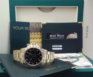 ROLEX Rehaut 40mm 18kt Yellow Gold Daytona Black Index Dial Model 116528