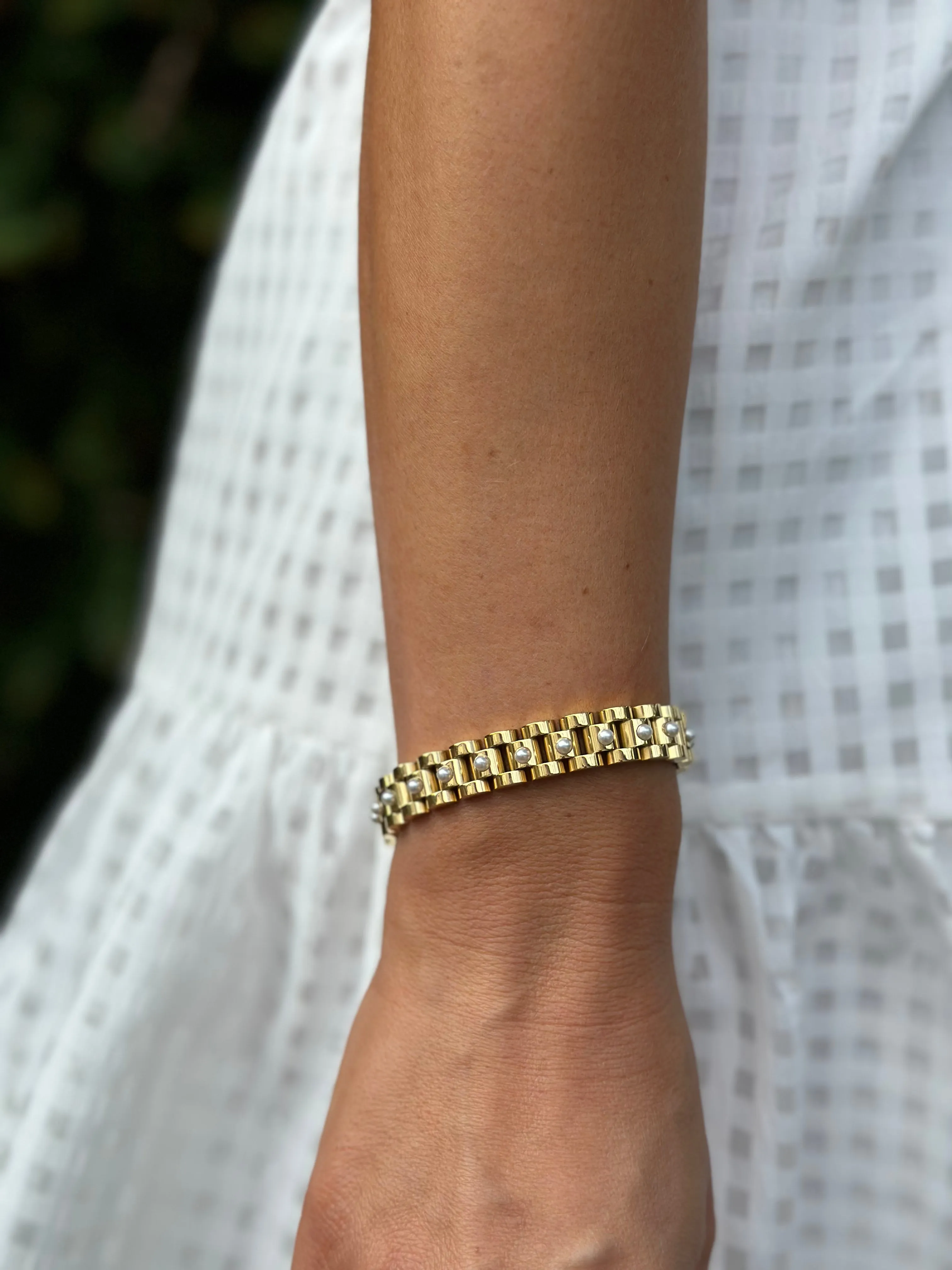 Rolly Bracelet- Pearl & Gold