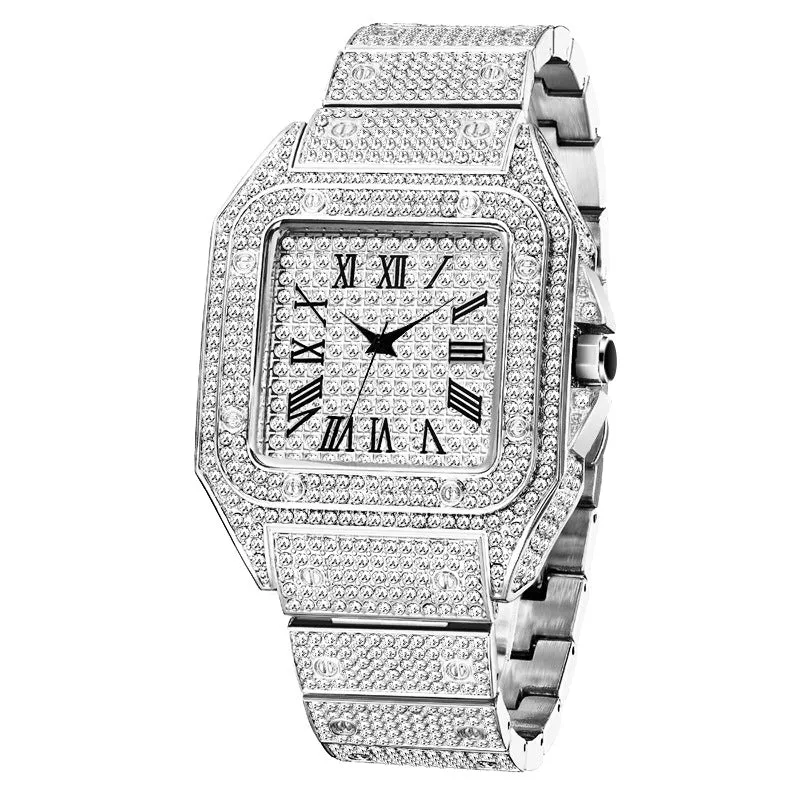 Roman Diamond-Set Square Watch