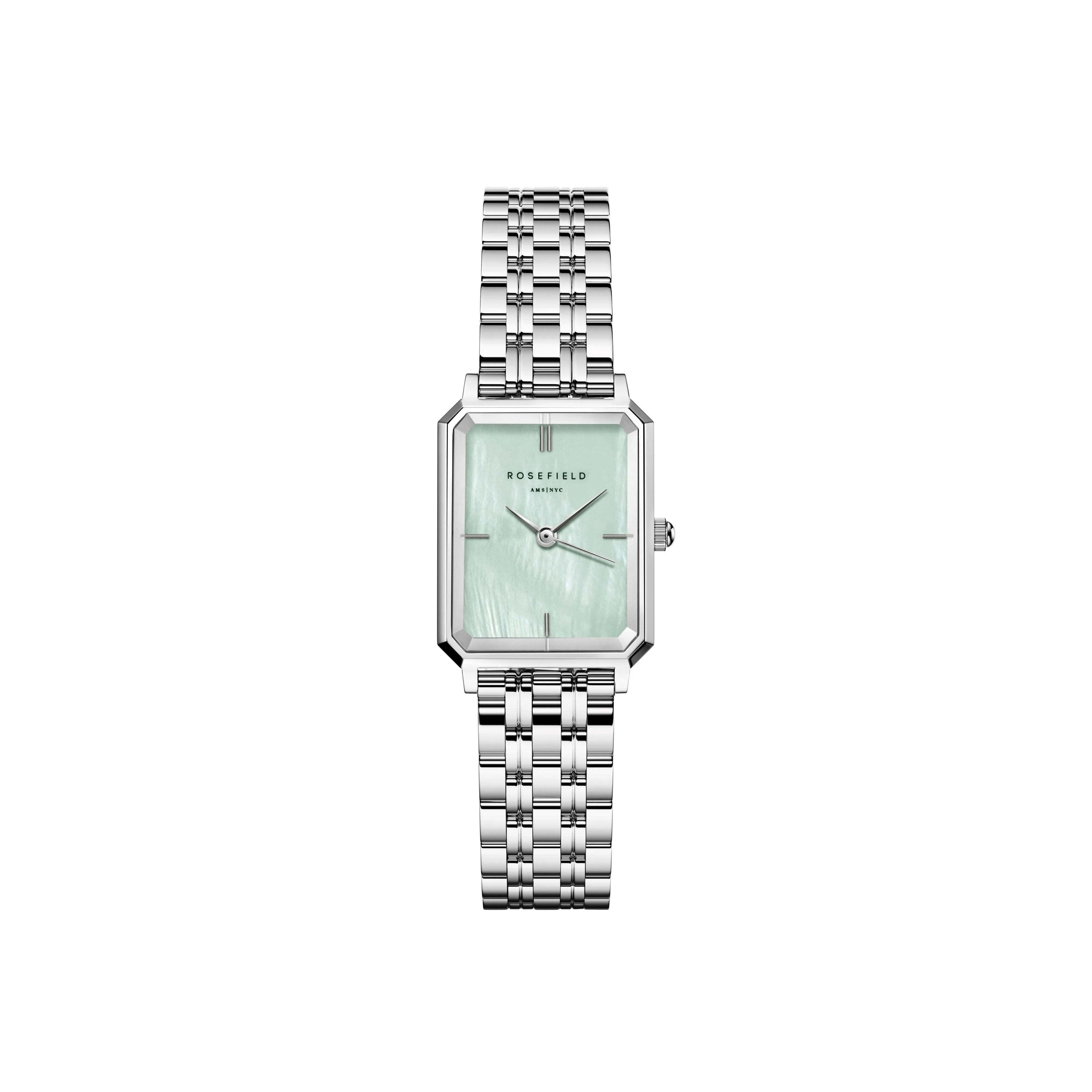Rosefield Octagon XS Green MOP Steel Silver Watch OGGSS-O72