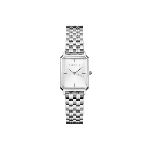 Rosefield Octagon XS White Sunray Steel Silver Watch OWGSS-O63