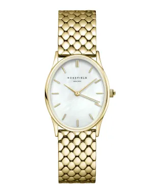 Rosefield The Oval White MOP Steel Gold Watch OWGSG-OV01