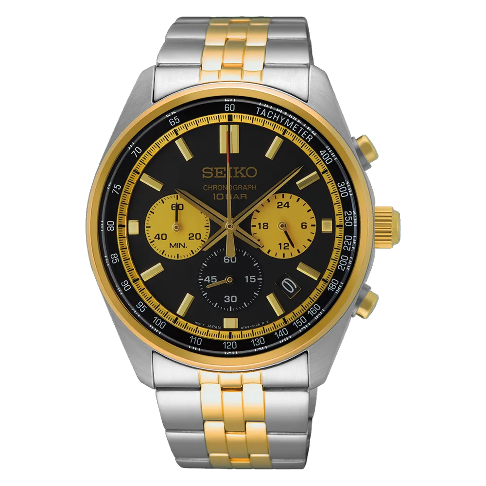 Seiko Chronograph Two-Toned Men's Black Dial Watch SSB430P