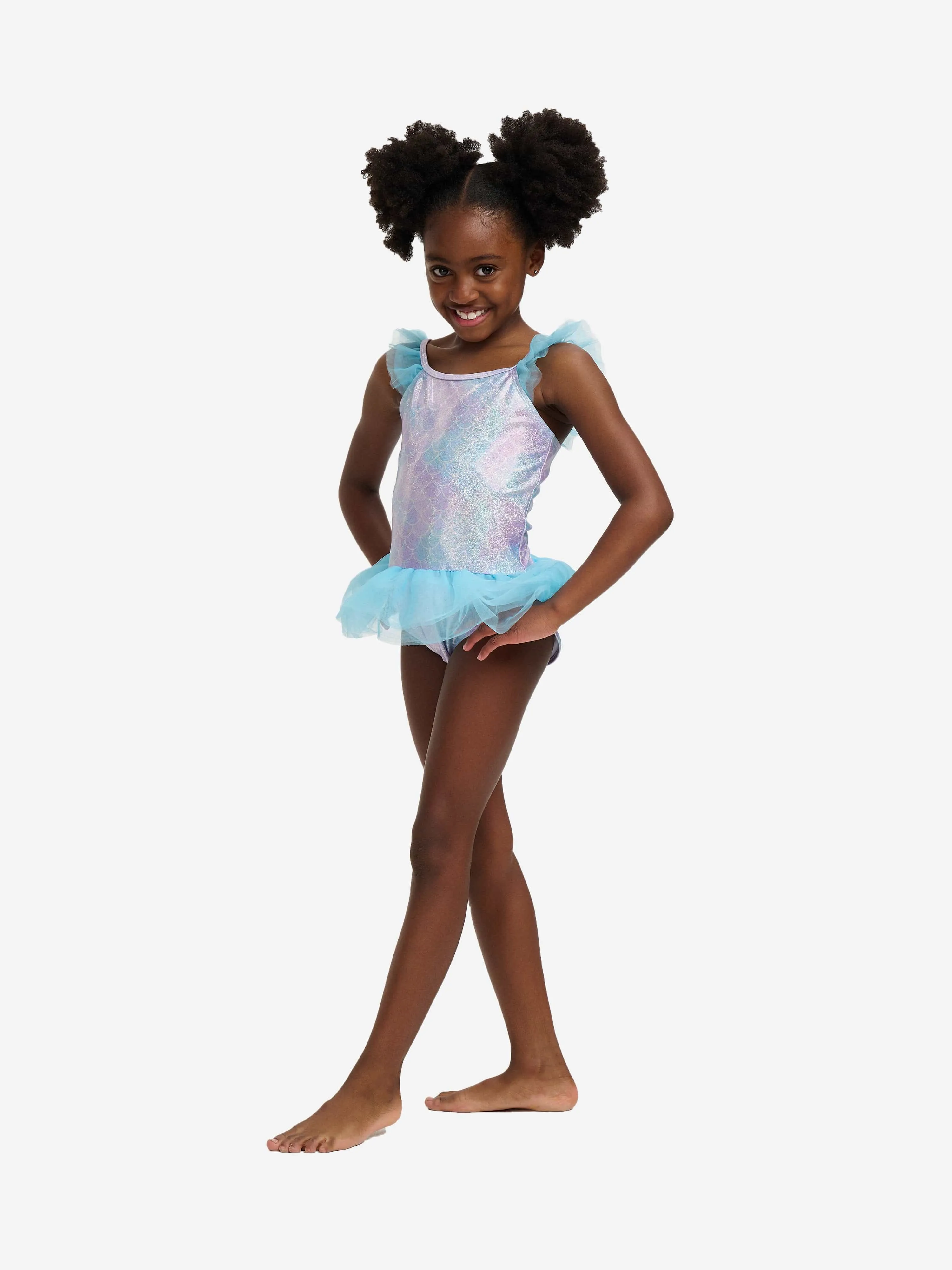Soli Swim Girls Metallic Mermaid Swimsuit (UPF50 ) in Blue