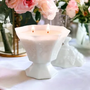 Soy Candle in Vintage Milk Glass Dish