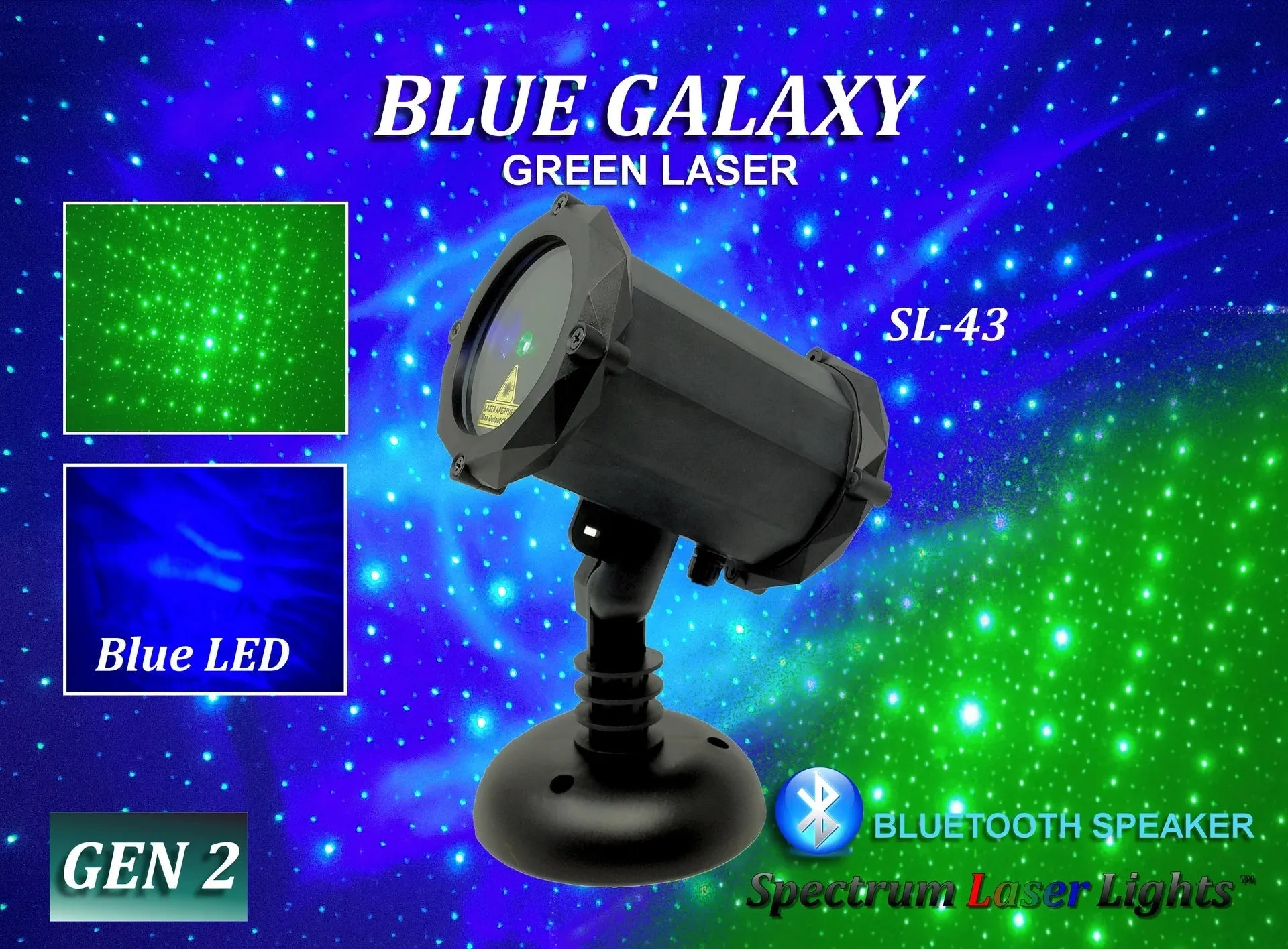 Spectrum Blue Galaxy Projector Green Laser and Nebula Cloud with Bluetooth Speaker (SL-43)