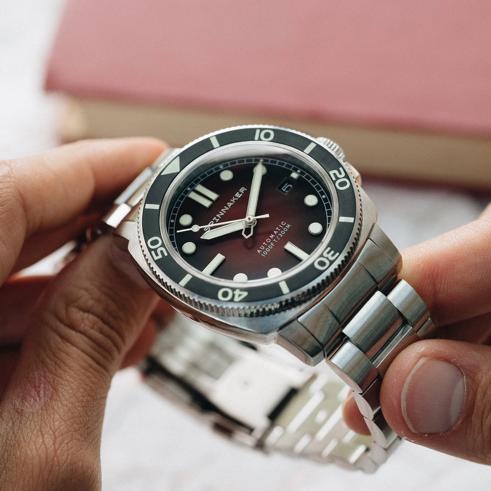 Spinnaker Hull Diver Men's Japanese Automatic Ombre Red Watch SP-5088-33