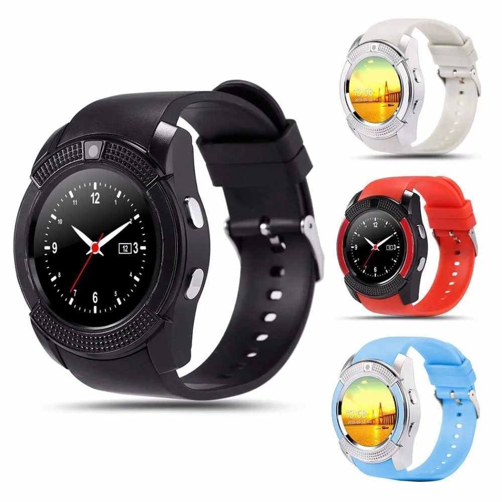 Sport Men Smart Watch v8 sim card android camera rounded Answer Call Dial Call Smartwatch Heart Rate Fitness Tracker