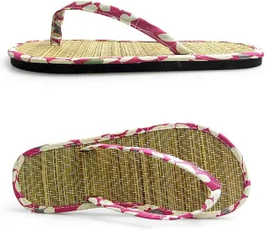 Straw Slippers, Flip Flop Bamboo Laminated Detail Straw Straw Women Comfortable Flip Flop Slippers Unisex-Adult Slippers, Beach Shoes Couple Sandals,Black (red 39eu)