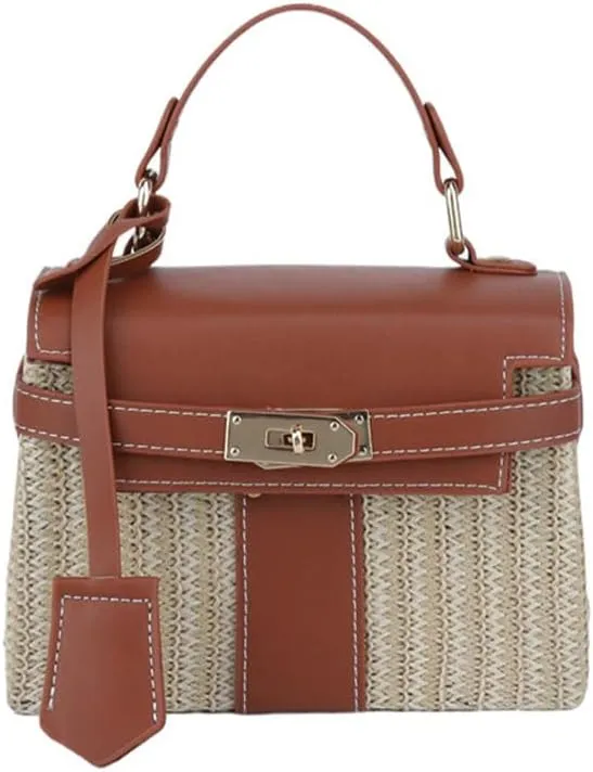 Straw woven women's wallet vacation handbag, beach crossbody bag, fashionable summer woven single shoulder beach bag