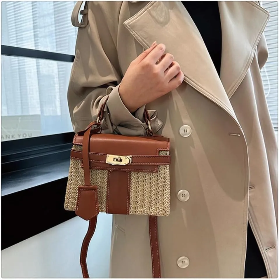 Straw woven women's wallet vacation handbag, beach crossbody bag, fashionable summer woven single shoulder beach bag