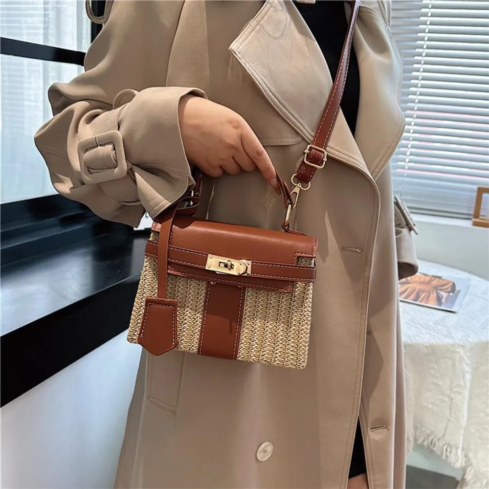 Straw woven women's wallet vacation handbag, beach crossbody bag, fashionable summer woven single shoulder beach bag