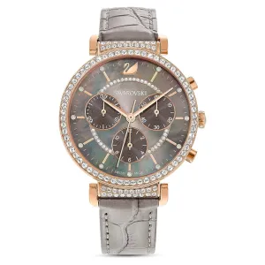 Swarovski Women's Taupe Sunray Dial on Crocodile-Embossed Leather Band Chronograph Swiss Quartz Watch  - 5580348