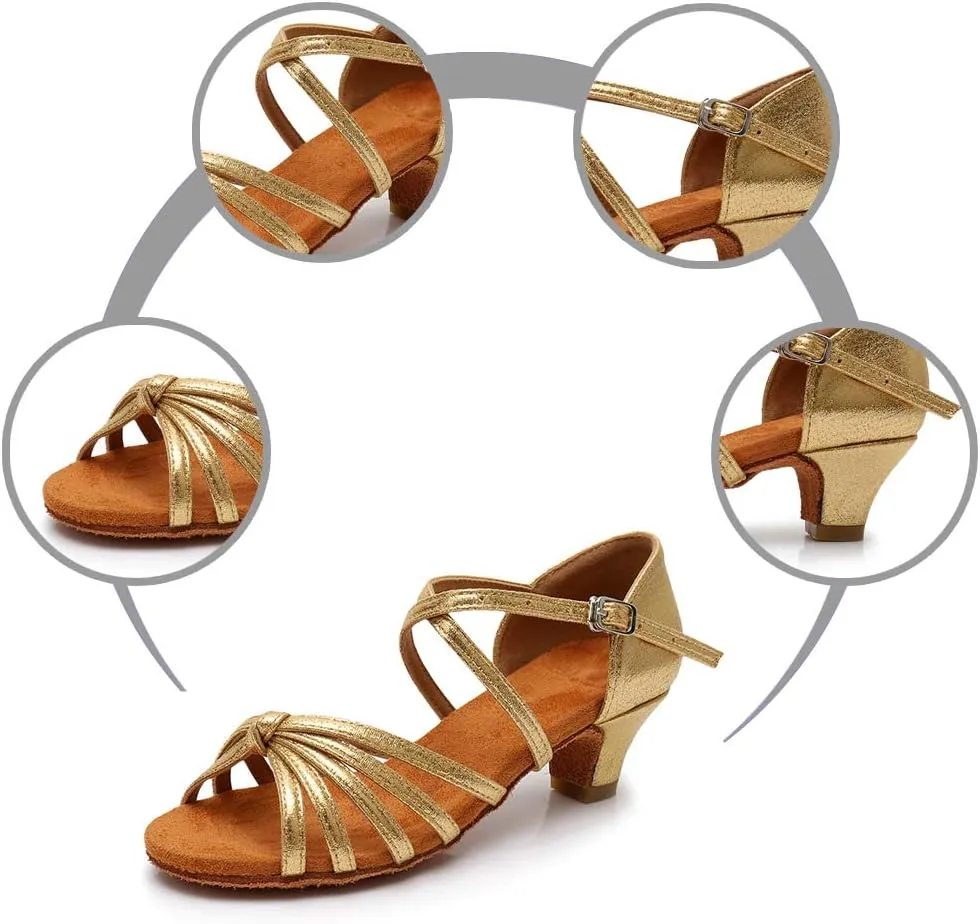 TINRYMX Girls&Women Latin Dance Shoes Silk Ballroom Salsa Tango Professional Performance Practice Dance Shoes,Model-SS-TL-ZSXGG/202
