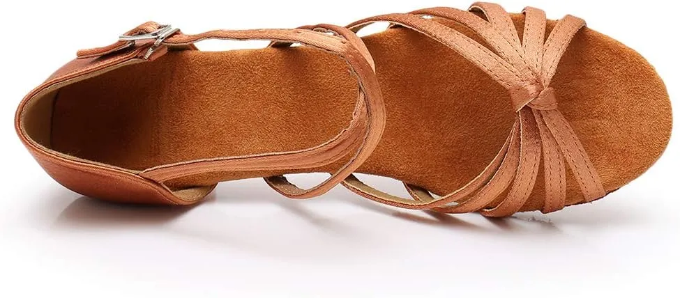 TINRYMX Girls&Women Latin Dance Shoes Silk Ballroom Salsa Tango Professional Performance Practice Dance Shoes,Model-SS-TL-ZSXGG/202