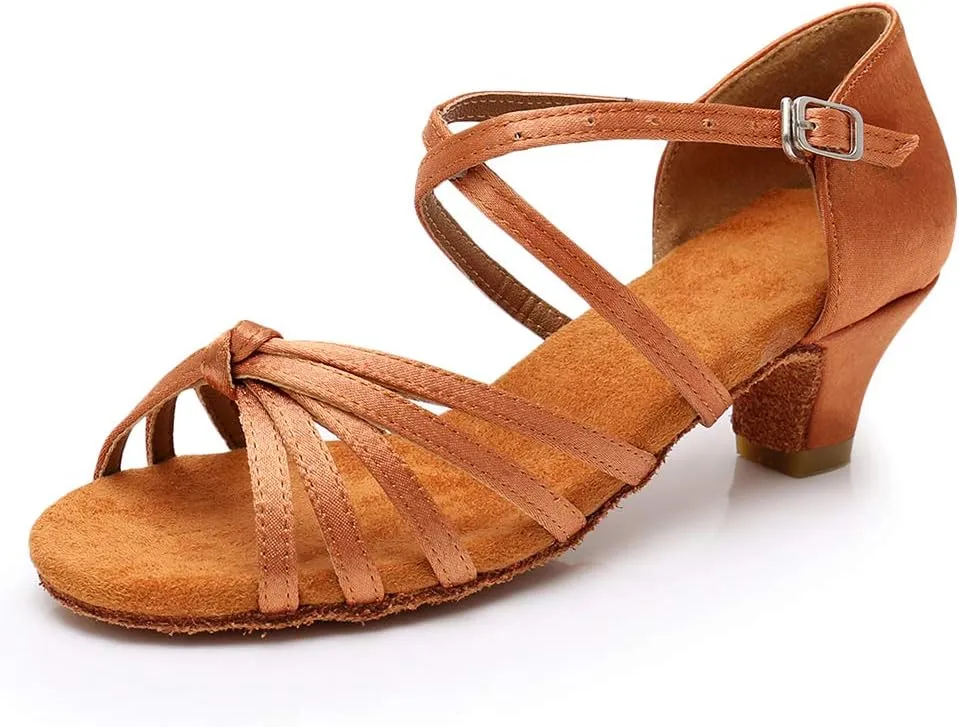 TINRYMX Girls&Women Latin Dance Shoes Silk Ballroom Salsa Tango Professional Performance Practice Dance Shoes,Model-SS-TL-ZSXGG/202