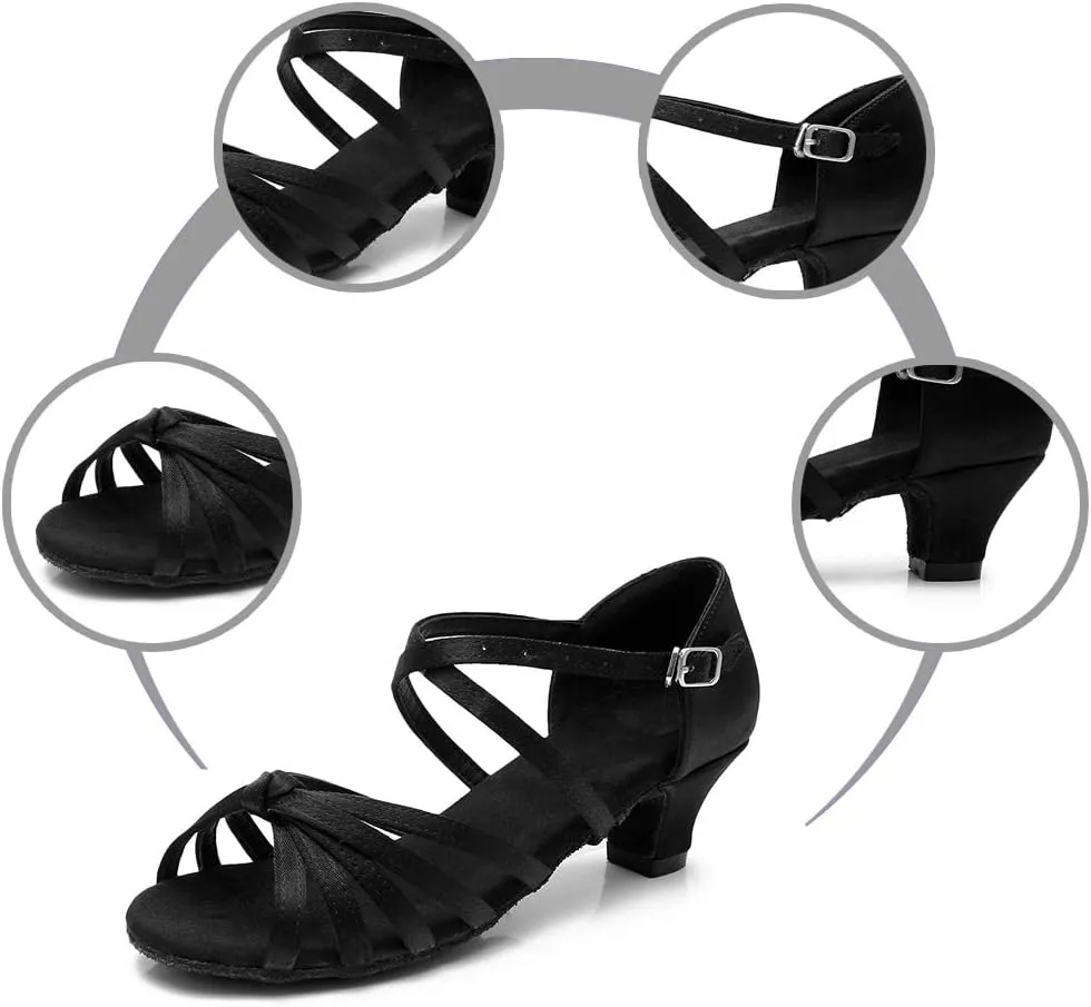 TINRYMX Girls&Women Latin Dance Shoes Silk Ballroom Salsa Tango Professional Performance Practice Dance Shoes,Model-SS-TL-ZSXGG/202