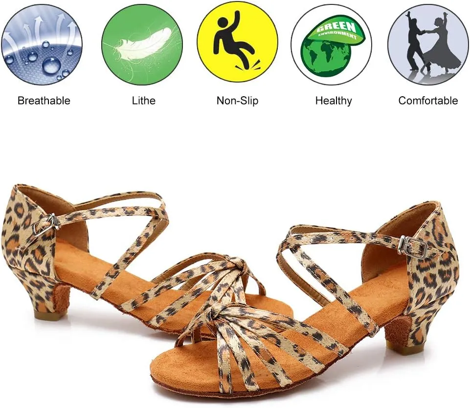 TINRYMX Girls&Women Latin Dance Shoes Silk Ballroom Salsa Tango Professional Performance Practice Dance Shoes,Model-SS-TL-ZSXGG/202