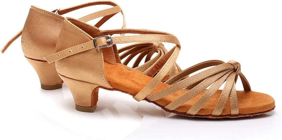 TINRYMX Girls&Women Latin Dance Shoes Silk Ballroom Salsa Tango Professional Performance Practice Dance Shoes,Model-SS-TL-ZSXGG/202