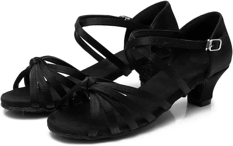 TINRYMX Girls&Women Latin Dance Shoes Silk Ballroom Salsa Tango Professional Performance Practice Dance Shoes,Model-SS-TL-ZSXGG/202