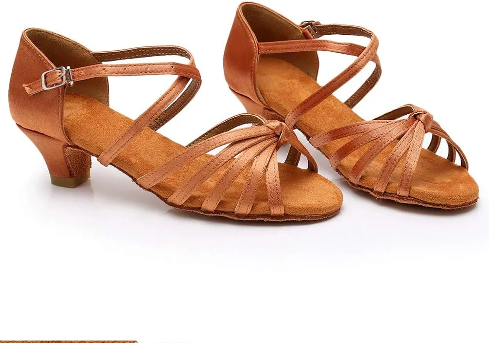 TINRYMX Girls&Women Latin Dance Shoes Silk Ballroom Salsa Tango Professional Performance Practice Dance Shoes,Model-SS-TL-ZSXGG/202