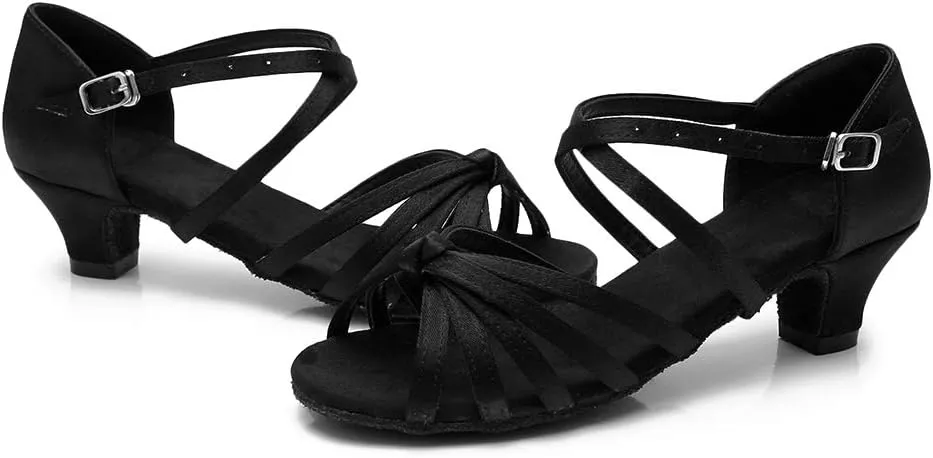 TINRYMX Girls&Women Latin Dance Shoes Silk Ballroom Salsa Tango Professional Performance Practice Dance Shoes,Model-SS-TL-ZSXGG/202
