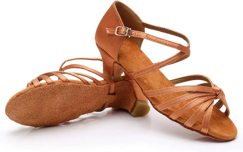 TINRYMX Girls&Women Latin Dance Shoes Silk Ballroom Salsa Tango Professional Performance Practice Dance Shoes,Model-SS-TL-ZSXGG/202