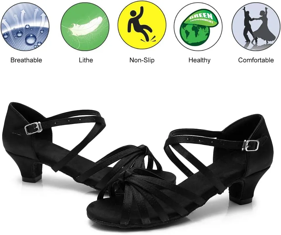 TINRYMX Girls&Women Latin Dance Shoes Silk Ballroom Salsa Tango Professional Performance Practice Dance Shoes,Model-SS-TL-ZSXGG/202