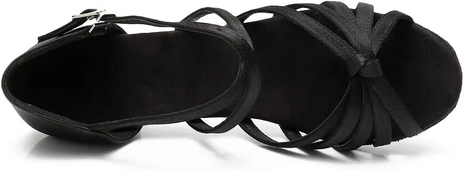 TINRYMX Girls&Women Latin Dance Shoes Silk Ballroom Salsa Tango Professional Performance Practice Dance Shoes,Model-SS-TL-ZSXGG/202