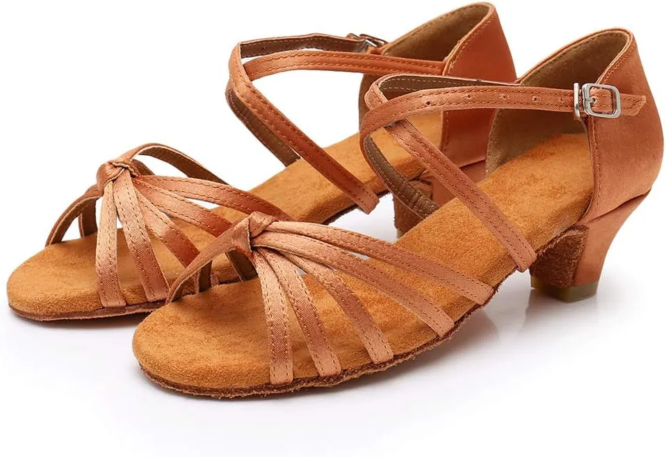 TINRYMX Girls&Women Latin Dance Shoes Silk Ballroom Salsa Tango Professional Performance Practice Dance Shoes,Model-SS-TL-ZSXGG/202