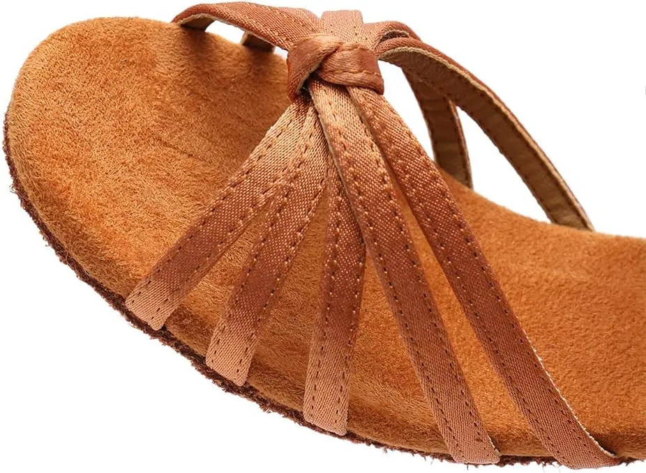 TINRYMX Girls&Women Latin Dance Shoes Silk Ballroom Salsa Tango Professional Performance Practice Dance Shoes,Model-SS-TL-ZSXGG/202