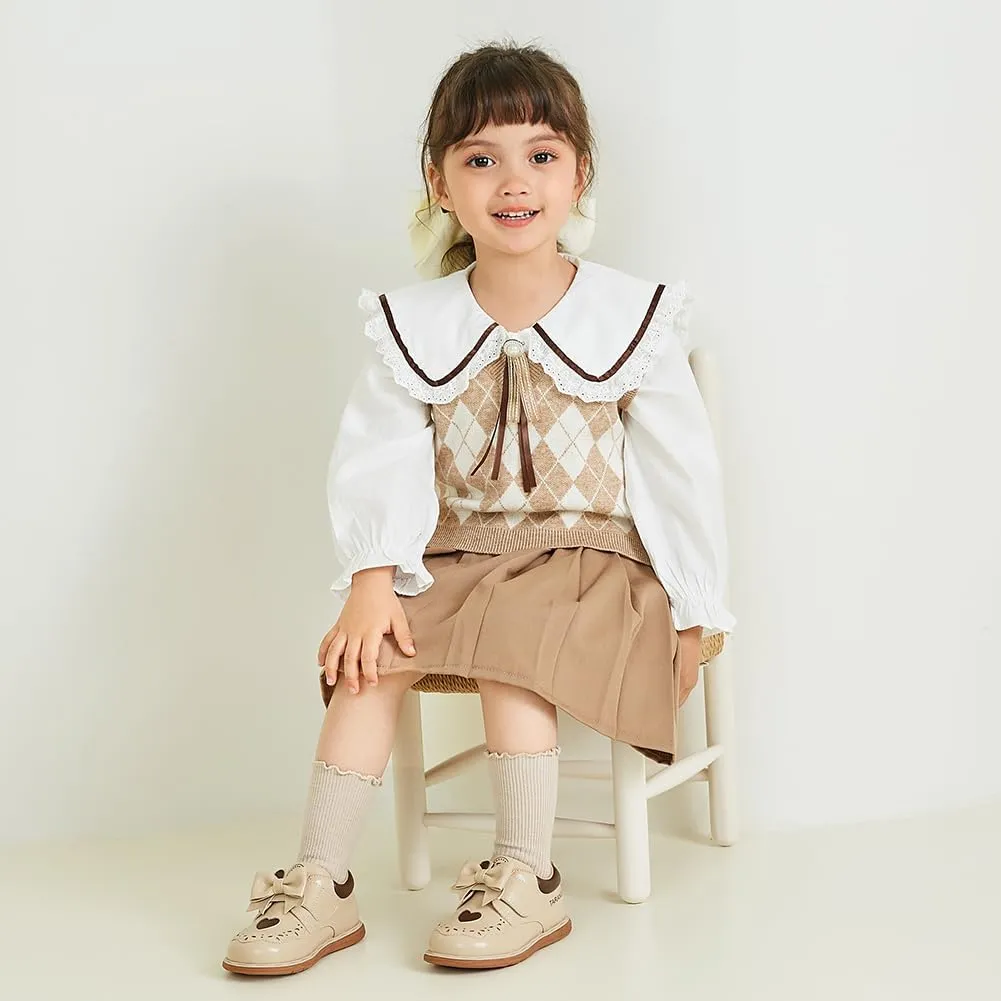 Toddler Baby Girls Oxford Dress Shoes Outdoor Dress Flat Loafer Shoes