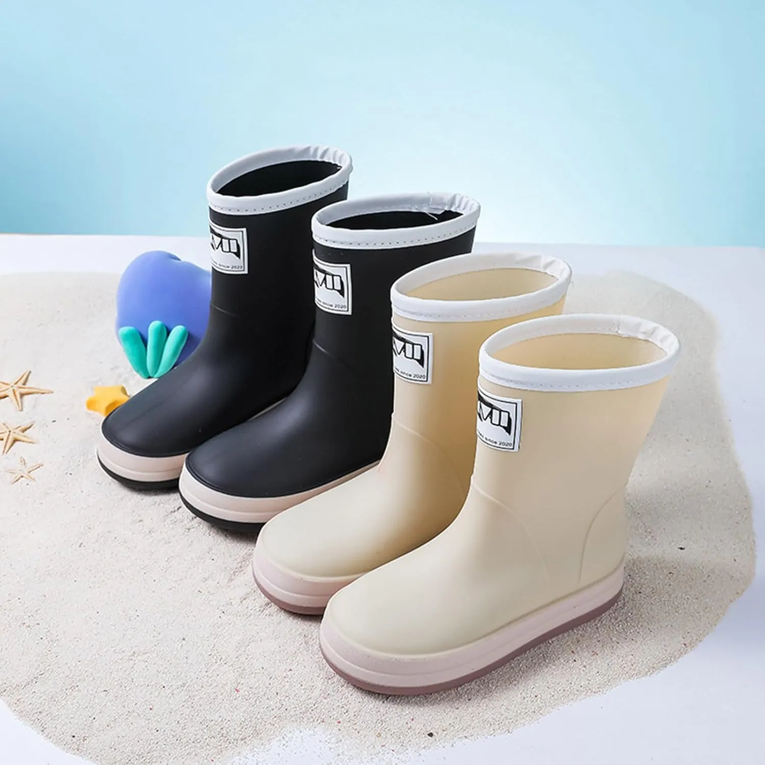 Toddler Rain Boots Kids Boys Girls Waterproof Anti-Slip Unisex Simple Summer Outdoor Lightweight Rainboot Shoes