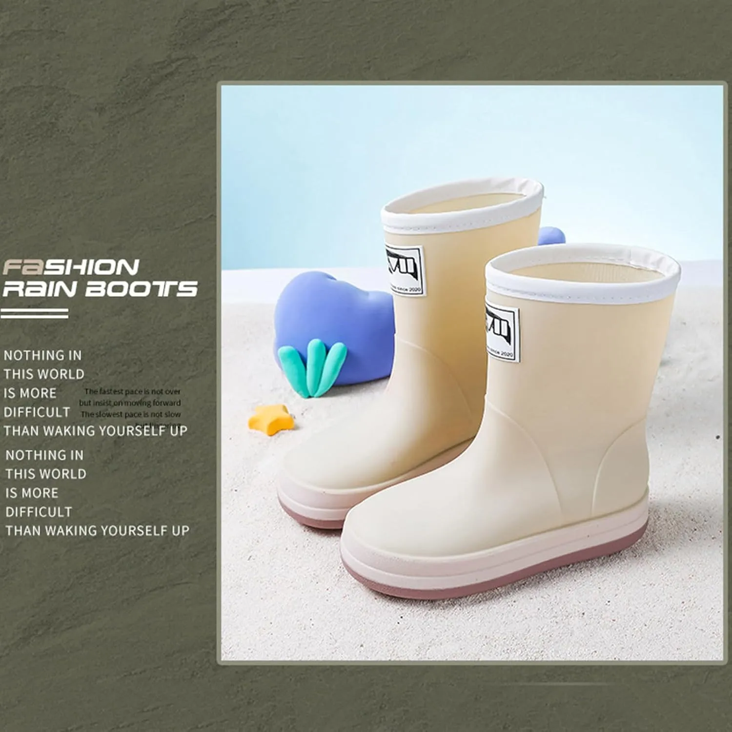 Toddler Rain Boots Kids Boys Girls Waterproof Anti-Slip Unisex Simple Summer Outdoor Lightweight Rainboot Shoes
