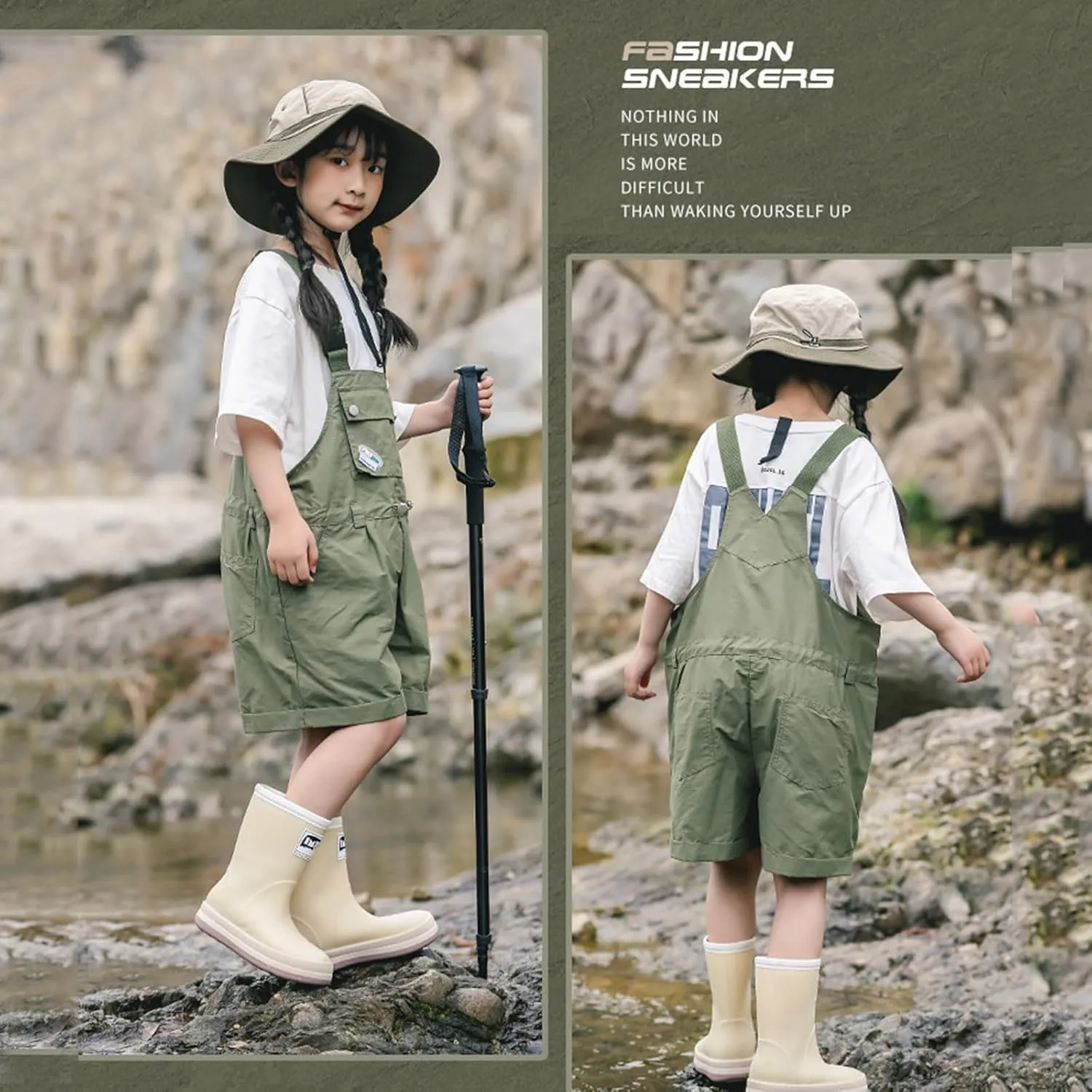 Toddler Rain Boots Kids Boys Girls Waterproof Anti-Slip Unisex Simple Summer Outdoor Lightweight Rainboot Shoes
